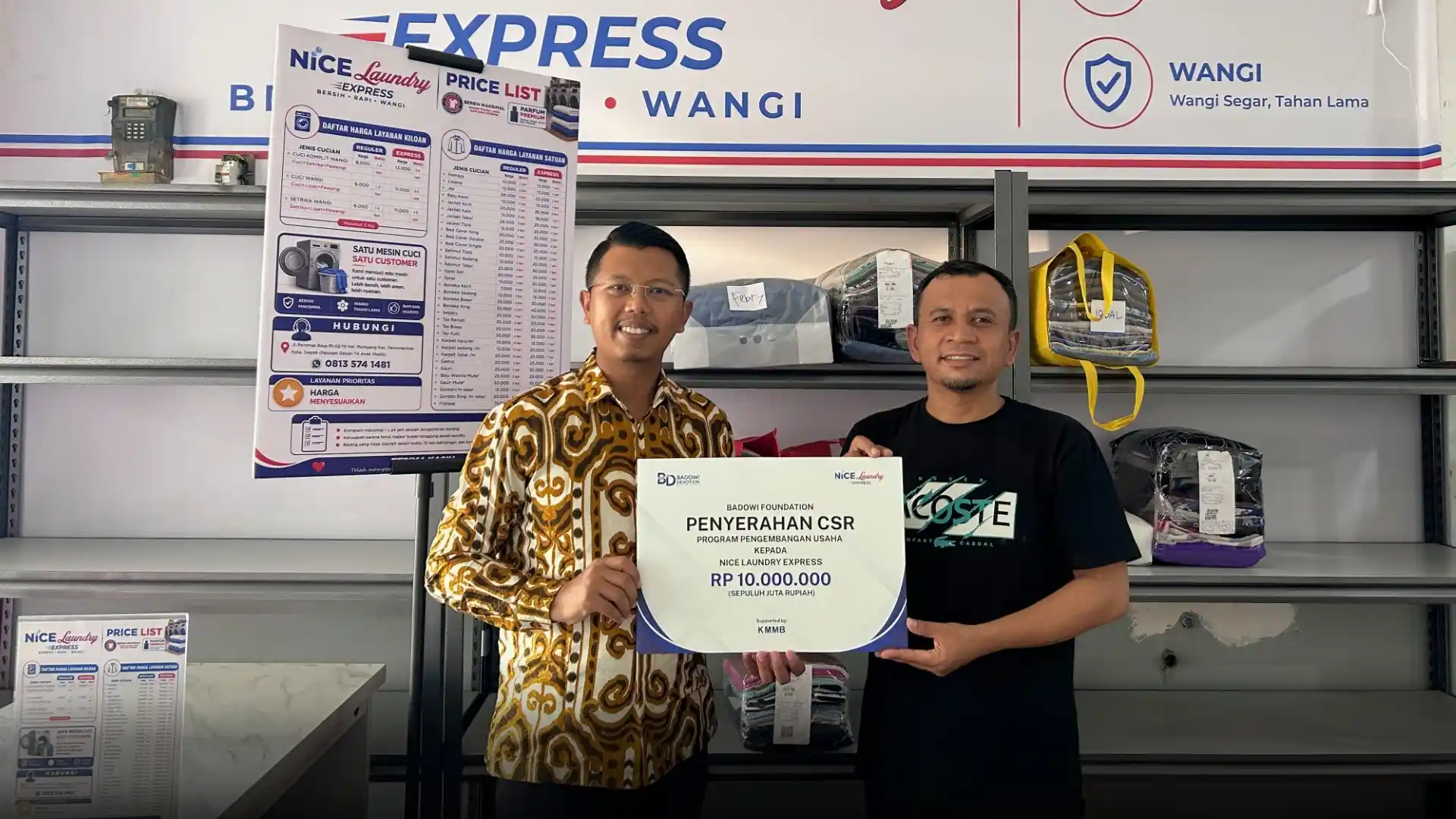 KMMB Consulting Dukung CSR UMKM Nice Laundry Express